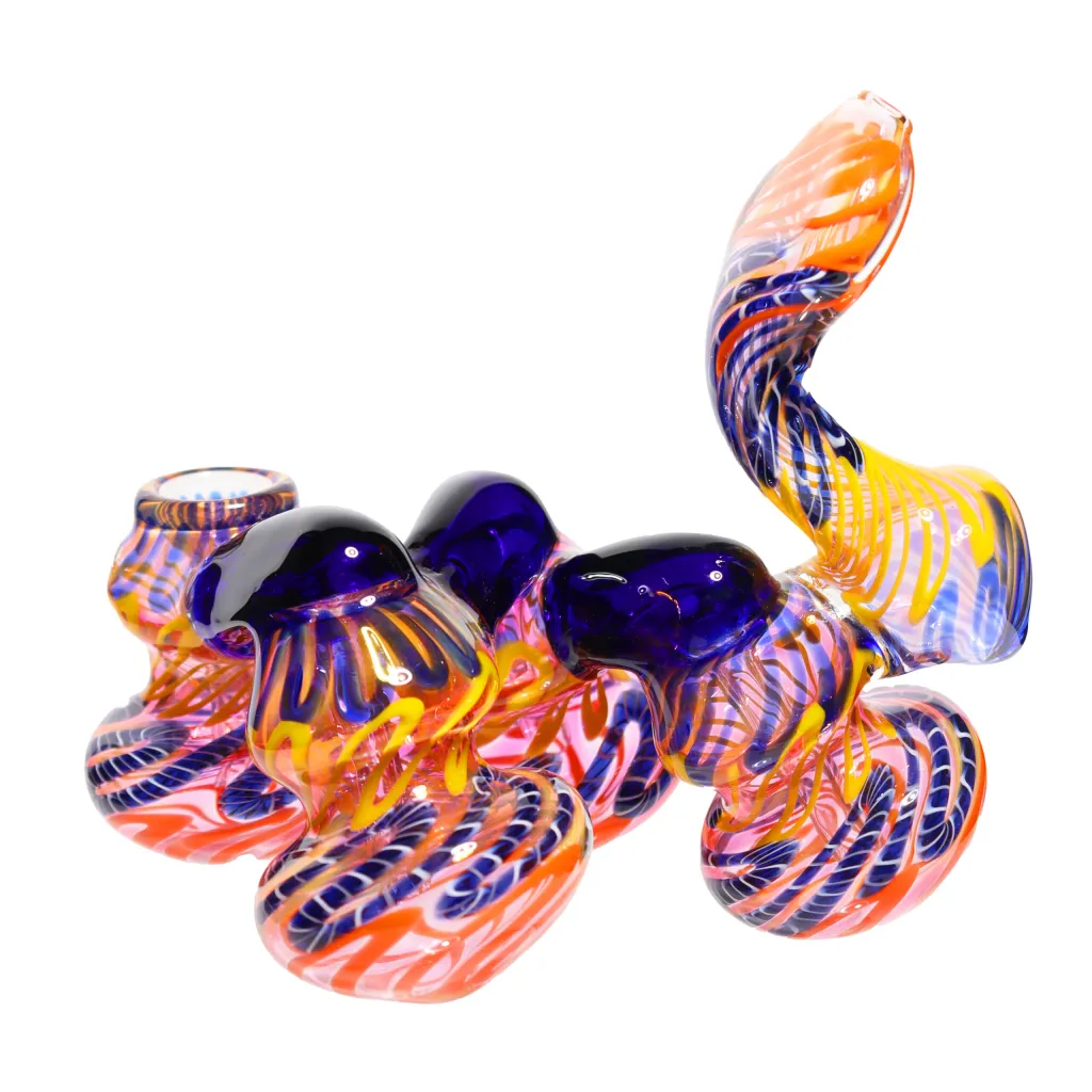 Fire Blue Dragon Glass Bubbler