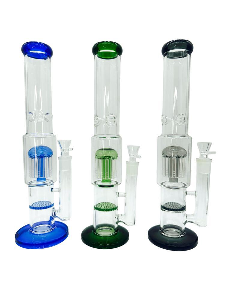 Tree & Honeycomb Perc Water Pipe 15"