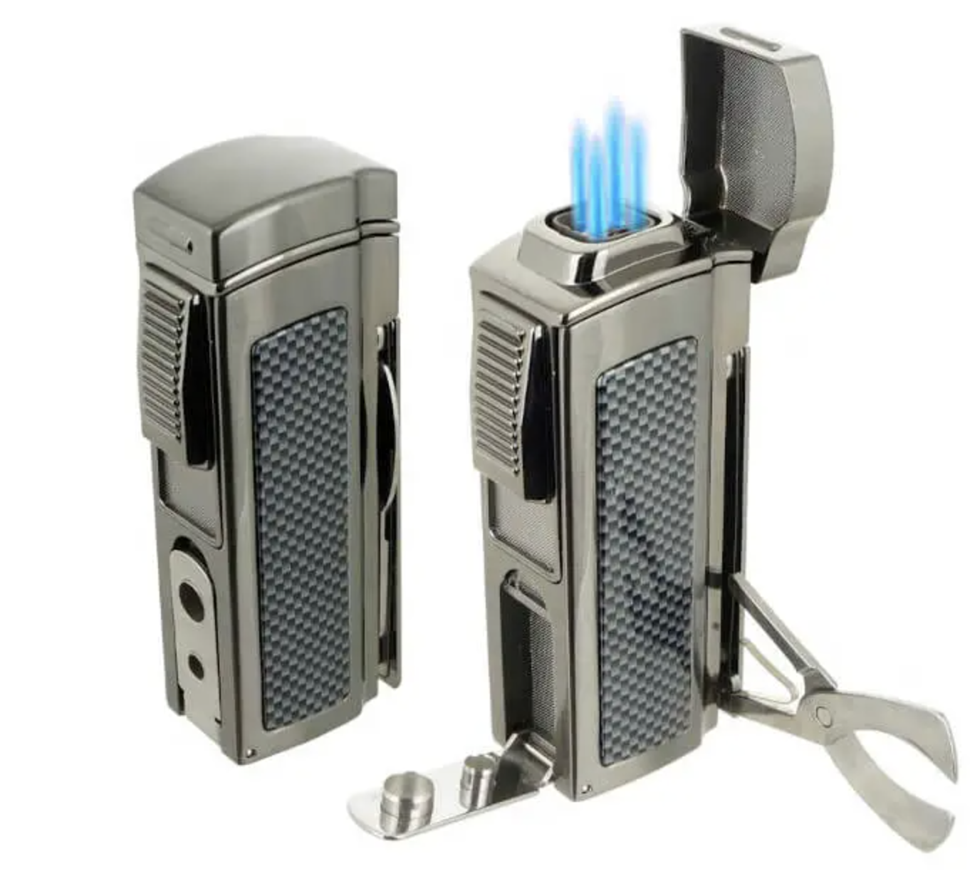 Ever Tech Quad Torch With Cigar Punch & Clipper