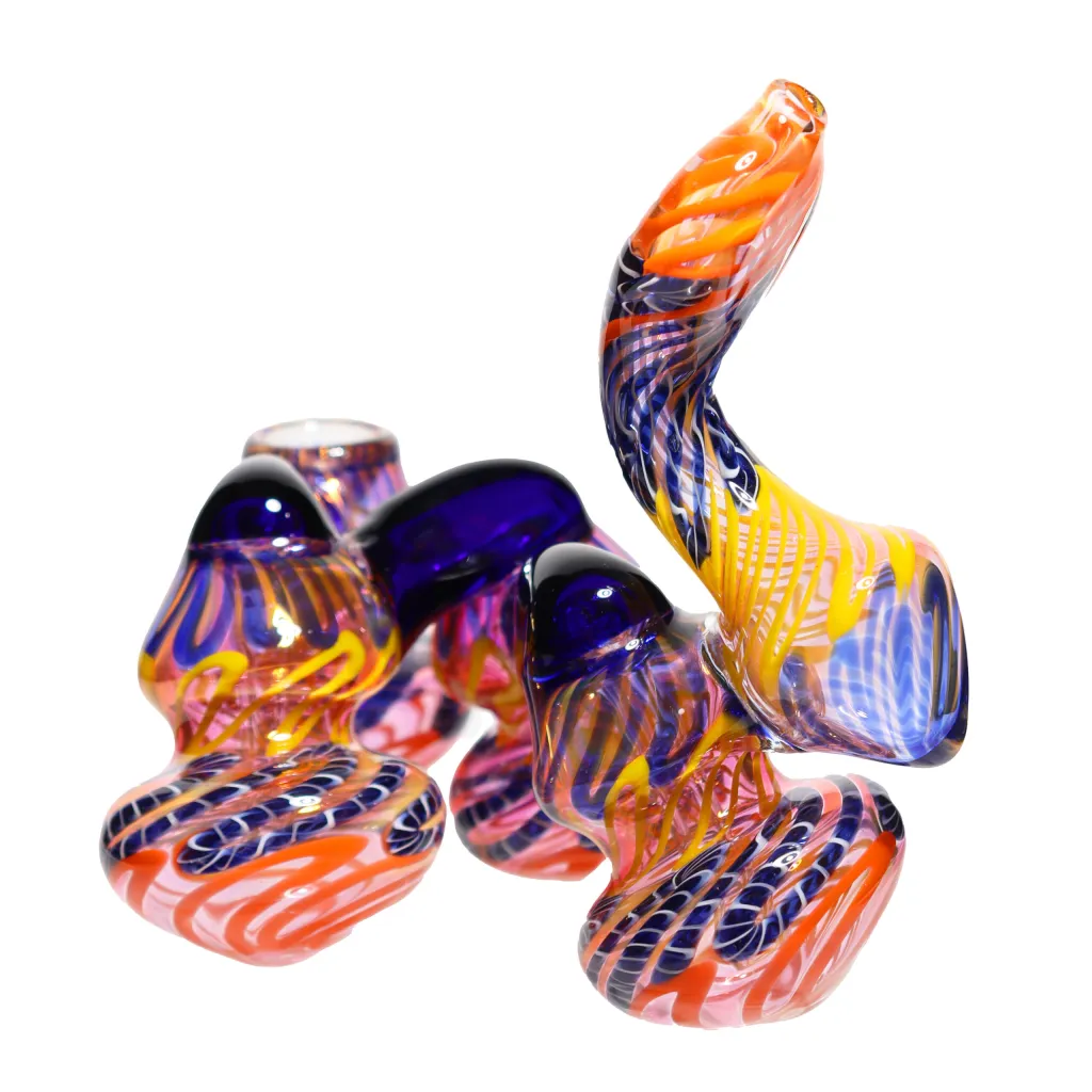 Fire Blue Dragon Glass Bubbler